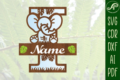 Elephant Capital Monogram Letter I SVG SVG APInspireddesigns 