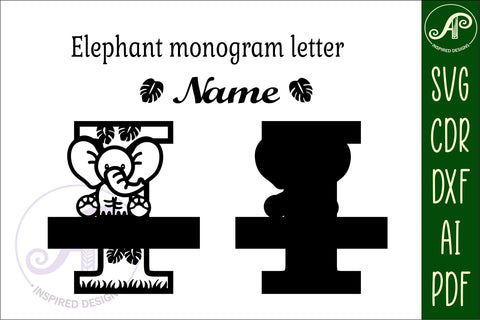 Elephant Capital Monogram Letter I SVG SVG APInspireddesigns 