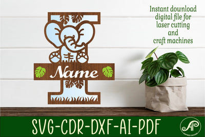 Elephant Capital Monogram Letter I SVG SVG APInspireddesigns 