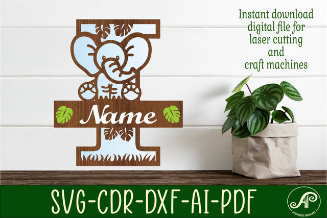 Elephant Capital Monogram Letter I SVG SVG APInspireddesigns 