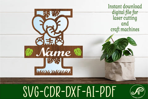 Elephant Capital Monogram Letter I SVG SVG APInspireddesigns 