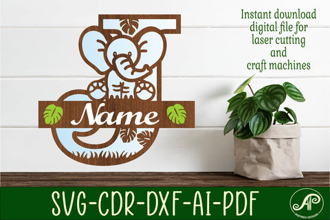 Elephant Capital Monogram Letter J SVG SVG APInspireddesigns 