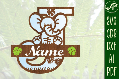 Elephant Capital Monogram Letter J SVG SVG APInspireddesigns 