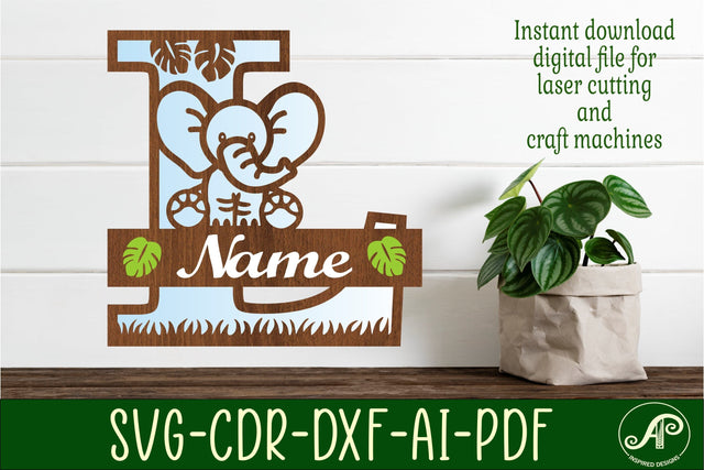 Elephant Capital Monogram Letter L SVG SVG APInspireddesigns 