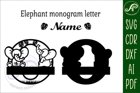 Elephant Capital Monogram Letter O SVG SVG APInspireddesigns 
