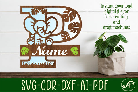 Elephant Capital Monogram Letter P SVG SVG APInspireddesigns 