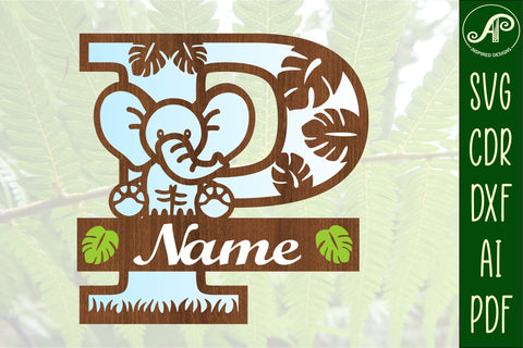 Elephant Capital Monogram Letter P SVG SVG APInspireddesigns 