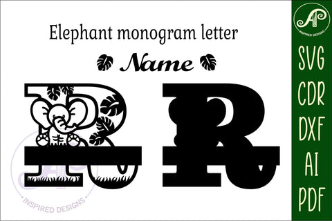 Elephant Capital Monogram Letter R SVG SVG APInspireddesigns 