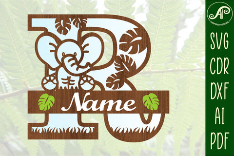 Elephant Capital Monogram Letter R SVG SVG APInspireddesigns 