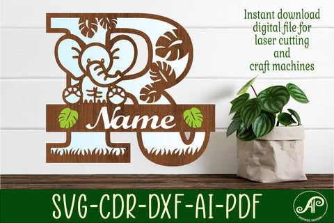 Elephant Capital Monogram Letter R SVG SVG APInspireddesigns 