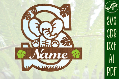 Elephant Capital Monogram Letter S SVG SVG APInspireddesigns 