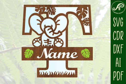 Elephant Capital Monogram Letter T SVG SVG APInspireddesigns 