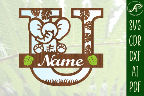 Elephant Capital Monogram Letter U SVG SVG APInspireddesigns 