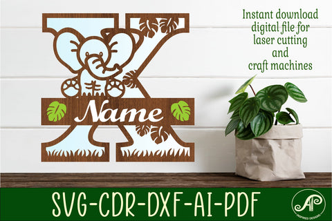 Elephant Capital Monogram Letter X SVG SVG APInspireddesigns 