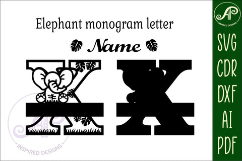 Elephant Capital Monogram Letter X SVG SVG APInspireddesigns 