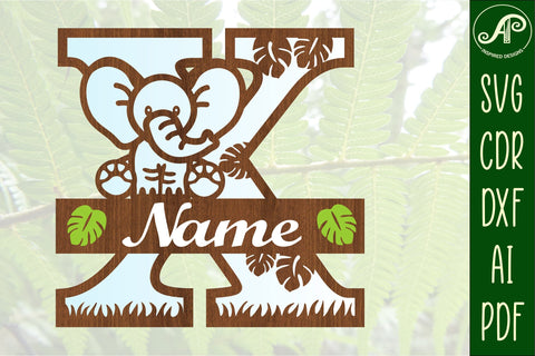 Elephant Capital Monogram Letter X SVG SVG APInspireddesigns 