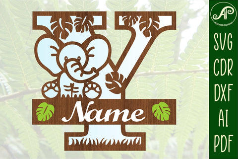 Elephant Capital Monogram Letter Y SVG SVG APInspireddesigns 