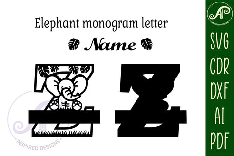 Elephant Capital Monogram Letter Z SVG SVG APInspireddesigns 