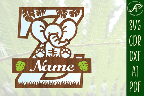 Elephant Capital Monogram Letter Z SVG SVG APInspireddesigns 