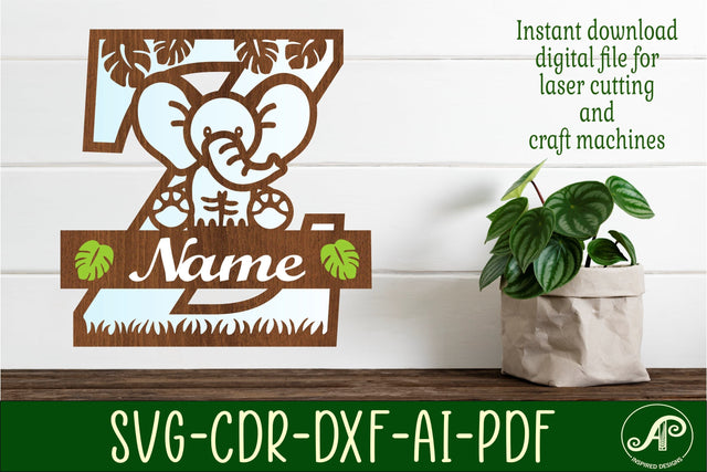 Elephant Capital Monogram Letter Z SVG SVG APInspireddesigns 