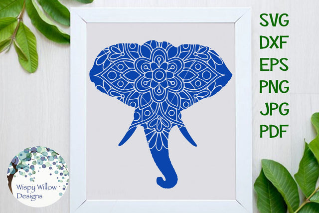 Elephant Face Mandala SVG Wispy Willow Designs 