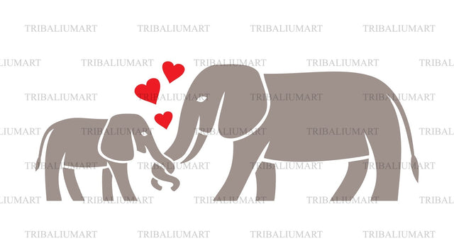 Elephant family - Mom and Baby SVG TribaliumArtSF 