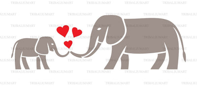 Elephant family - Mom and Baby SVG TribaliumArtSF 