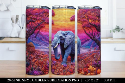 Elephant Faux Embroidery Tumbler Bundle PNG Digital Download Sublimation BijouBay 
