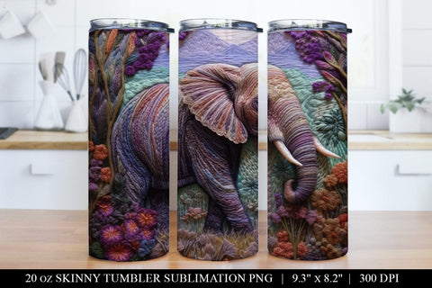 Elephant Faux Embroidery Tumbler Bundle PNG Digital Download Sublimation BijouBay 