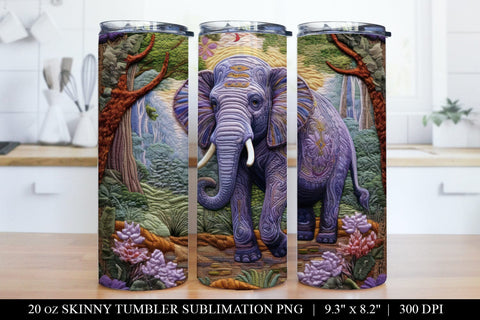 Elephant Faux Embroidery Tumbler Bundle PNG Digital Download Sublimation BijouBay 