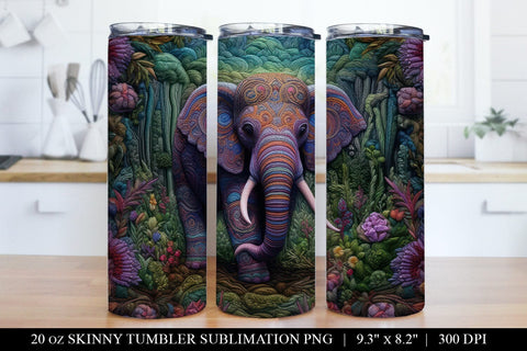 Elephant Faux Embroidery Tumbler Bundle PNG Digital Download Sublimation BijouBay 
