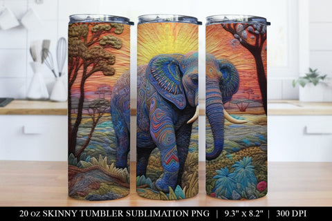 Elephant Faux Embroidery Tumbler Bundle PNG Digital Download Sublimation BijouBay 
