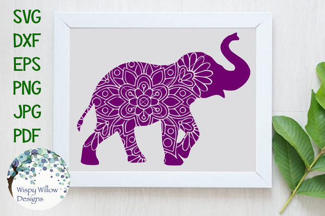 Elephant Floral Mandala SVG Wispy Willow Designs 