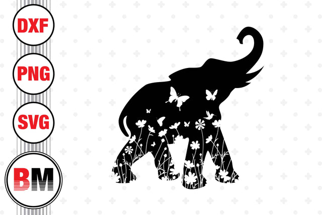 Elephant Floral SVG, PNG, DXF Files SVG BMDesign 