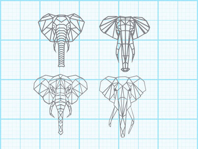 Elephant Head Geomatical Print SVG Johan Ru designs 