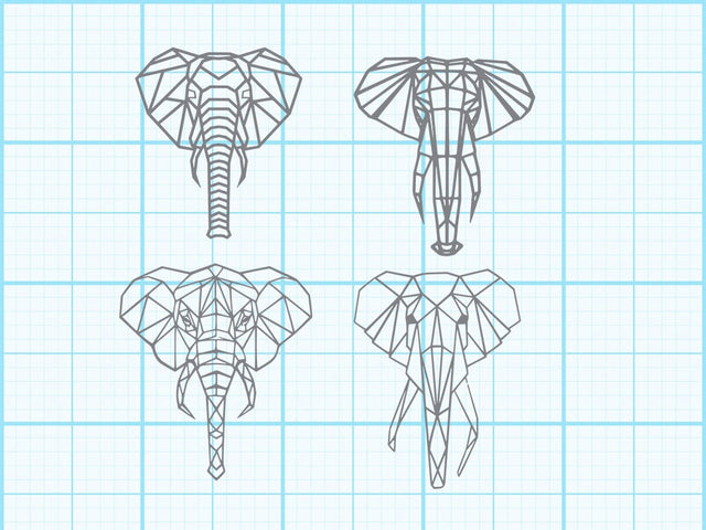 Elephant Head Geomatical Print SVG Johan Ru designs 