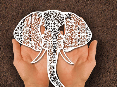 Elephant Head Leaf Paper cut SVG Johan Ru designs 
