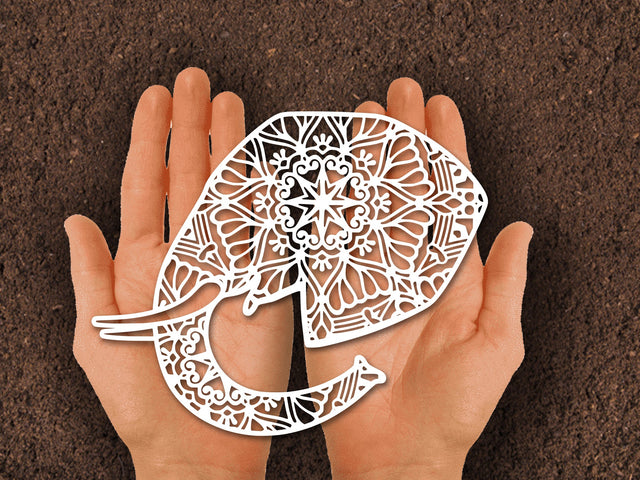 Elephant Head Mandala Paper cut SVG Johan Ru designs 