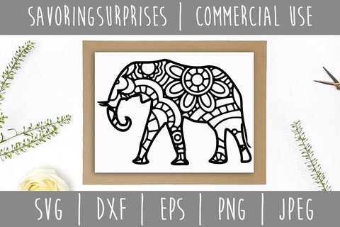 Elephant Mandala Zentangle SVG SavoringSurprises 