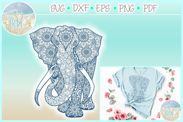 Elephant Mandala Zentangle SVG SVG Harbor Grace Designs