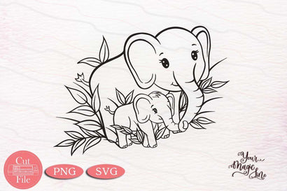 Elephant mom and baby SVG file SVG YourMagicLine 