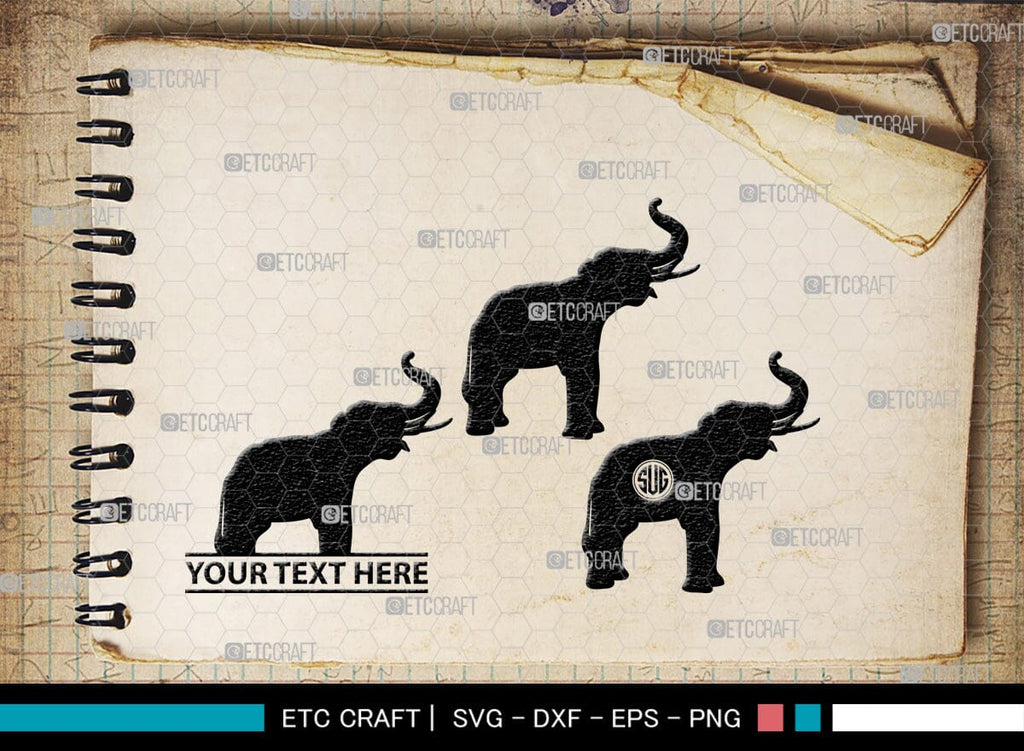 Elephant Monogram, Elephant Silhouette, Elephant SVG, Safari Animal Svg ...
