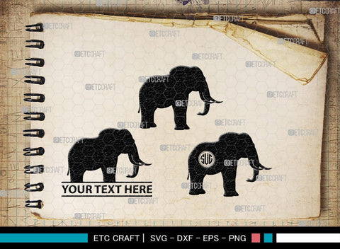 Elephant Monogram, Elephant Silhouette, Elephant SVG, Safari Animal Svg, Baby Elephant Svg, Wildlife Svg, SB00260 SVG ETC Craft 