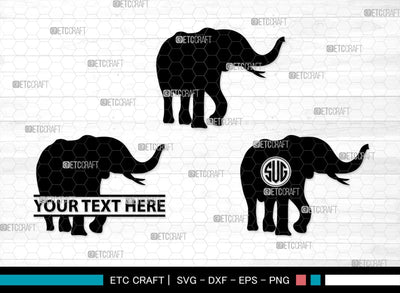 Elephant Monogram, Elephant Silhouette, Elephant SVG, Safari Animal Svg, Baby Elephant Svg, Wildlife Svg, SB00260 SVG ETC Craft 