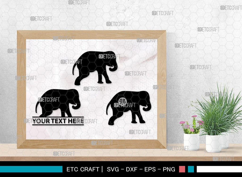 Elephant Monogram, Elephant Silhouette, Elephant SVG, Safari Animal Svg ...