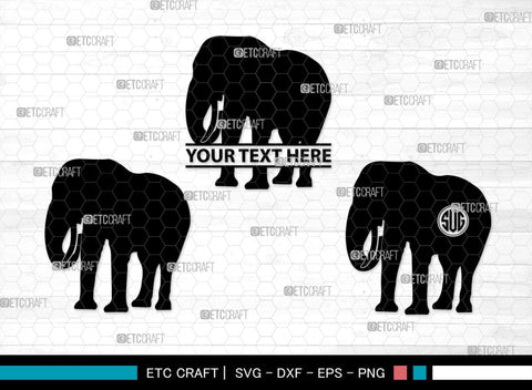 Elephant Monogram, Elephant Silhouette, Elephant SVG, Safari Animal Svg, Baby Elephant Svg, Wildlife Svg, SB00260 SVG ETC Craft 