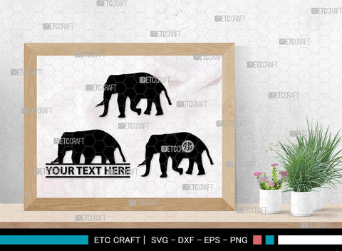 Elephant Monogram, Elephant Silhouette, Elephant SVG, Safari Animal Svg, Baby Elephant Svg, Wildlife Svg, SB00260 SVG ETC Craft 