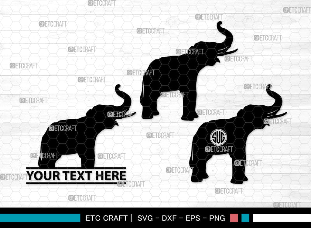 Elephant Monogram, Elephant Silhouette, Elephant SVG, Safari Animal Svg ...