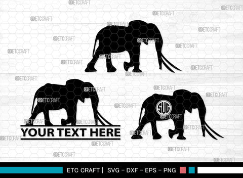 Elephant Monogram, Elephant Silhouette, Elephant SVG, Safari Animal Svg, Baby Elephant Svg, Wildlife Svg, SB00260 SVG ETC Craft 