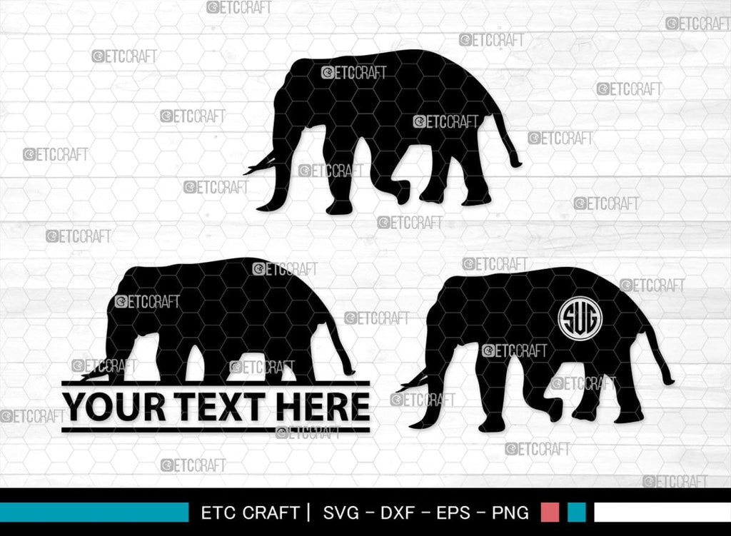 Elephant Monogram, Elephant Silhouette, Elephant SVG, Safari Animal Svg ...